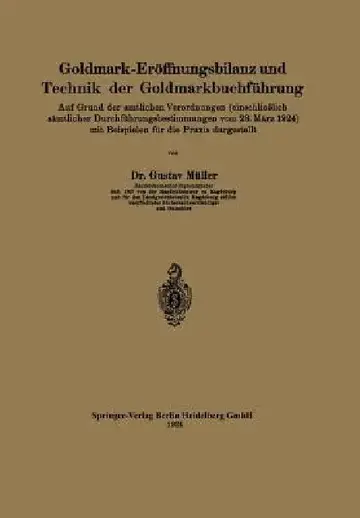 Cover of Goldmark-Eröffnungsbilanz Und Technik Der Goldmarkbuchführung