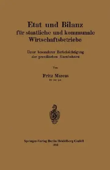 Cover of Etat Und Bilanz Für Staatliche Und Kommunale Wirtschaftsbetriebe