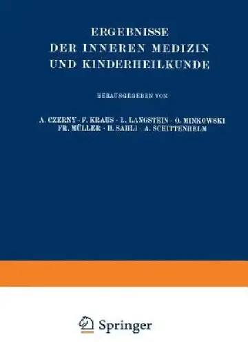 Cover of Ergebnisse Der Inneren Medizin Und Kinderheilkunde