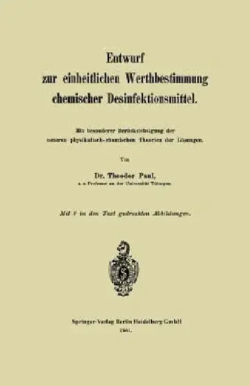 Cover of Entwurf Zur Einheitlichen Werthbestimmung Chemischer Desinfektionsmittel