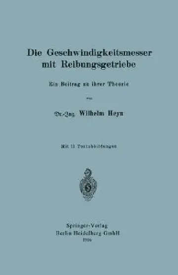 Cover of Die Geschwindigkeitsmesser Mit Reibungsgetriebe