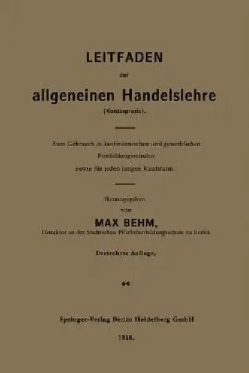 Cover of Leitfaden Der Allgemeinen Handelslehre (Kontorpraxis)