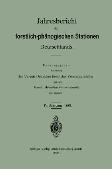 Cover of Jahresbericht Der Forstlich -- Phänologischen Stationen Deutschlands