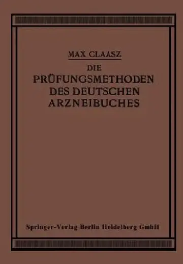 Cover of Die Prüfungsmethoden Des Deutschen Arzneibuches