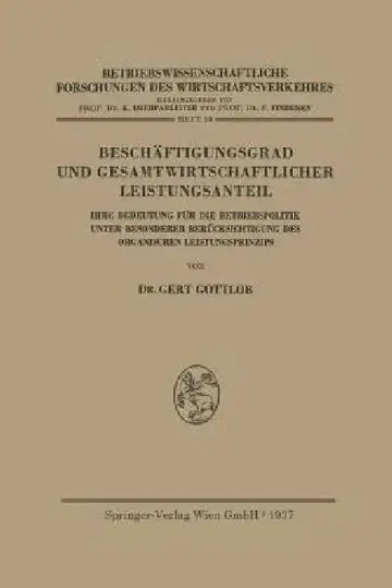 Cover of Beschäftigungsgrad Und Gesamtwirtschaftlicher Leistungsanteil