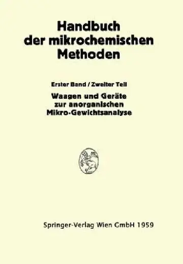 Cover of Waagen Und Wägung; Geräte Zur Anorganischen Mikro-Gewichtsanalyse