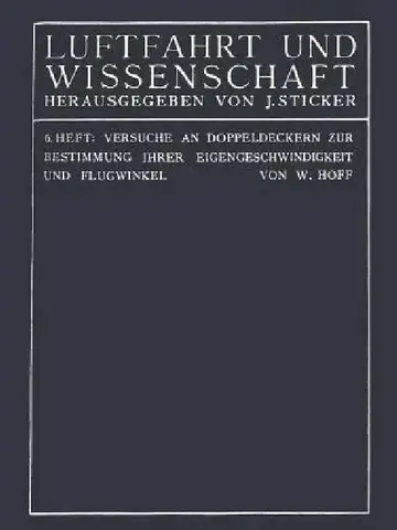 Cover of Versuche an Doppeldeckern Zur Bestimmung Ihrer Eigengeschwindigkeit Und Flugwinkel