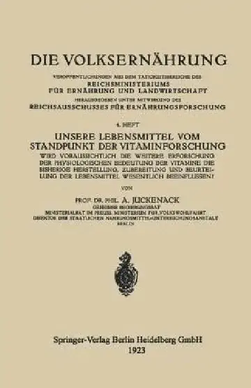 Cover of Unsere Lebensmittel Vom Standpunkt Der Vitaminforschung
