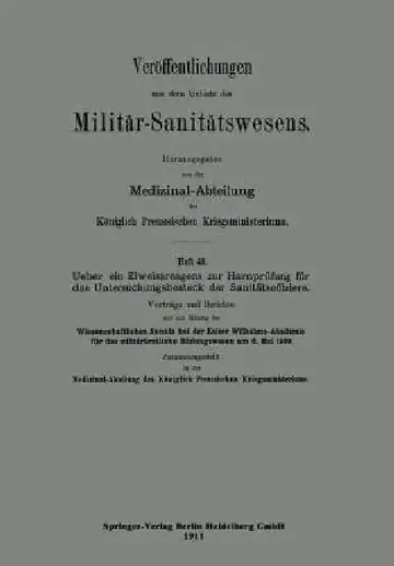 Cover of Über Ein Eiweissreagens Zur Harnprüfung Für Das Untersuchungsbesteck Der Sanitätsoffiziere