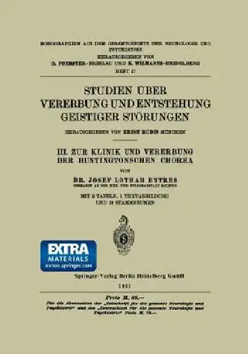 Cover of Studien Über Vererbung Und Entstehung Geistiger Störungen