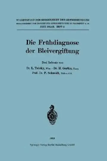Cover of Die Frühdiagnose Der Bleivergiftung
