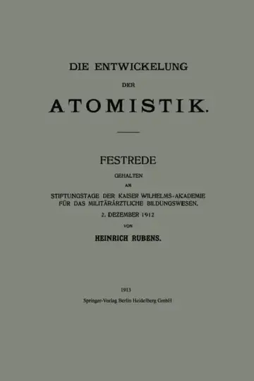 Cover of Die Entwickelung Der Atomistik