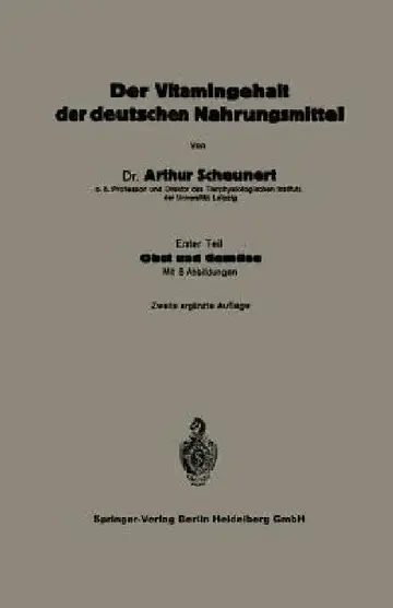 Cover of Der Vitamingehalt Der Deutschen Nahrungsmittel