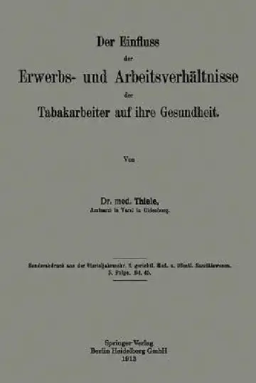 Cover of Der Einfluss Der Erwerbs- Und Arbeitsverhältnisse Der Tabakarbeiter Auf Ihre Gesundheit