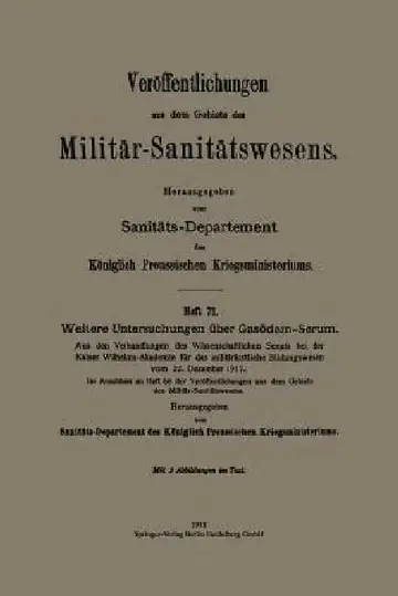 Cover of Weitere Untersuchungen Über Gasödem-Serum
