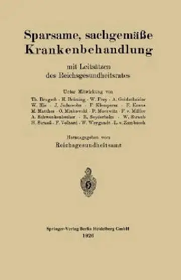 Cover of Sparsame, Sachgemäße Krankenbehandlung Mit Leitsätzen Des Reichsgesundheitsrates