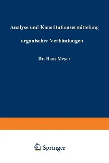 Cover of Analyse Und Konstitutionsermittelung Organischer Verbindungen