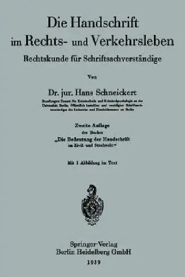 Cover of Die Handschrift Im Rechts- Und Verkehrsleben