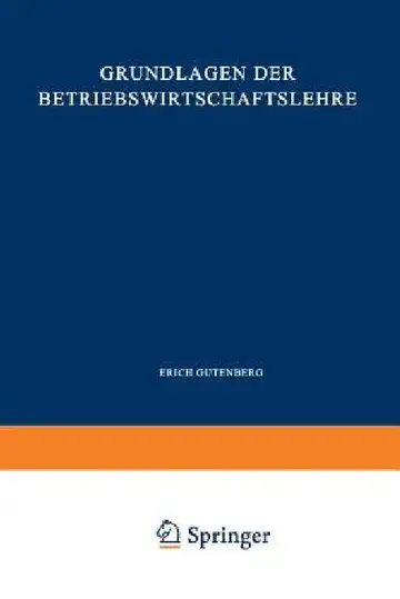Cover of Grundlagen Der Betriebswirtschaftslehre