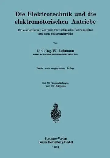 Cover of Die Elektrotechnik Und Die Elektromotorischen Antriebe
