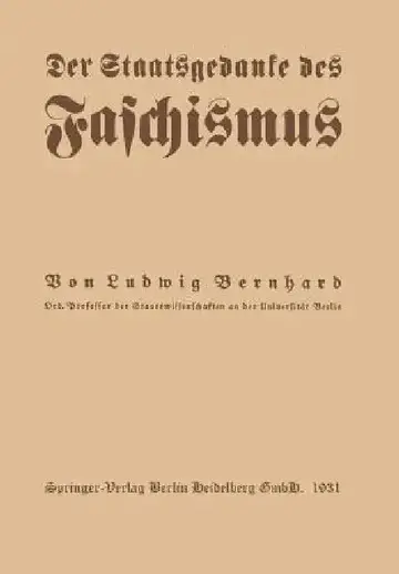 Cover of Der Staatsgedanke Des Faschismus
