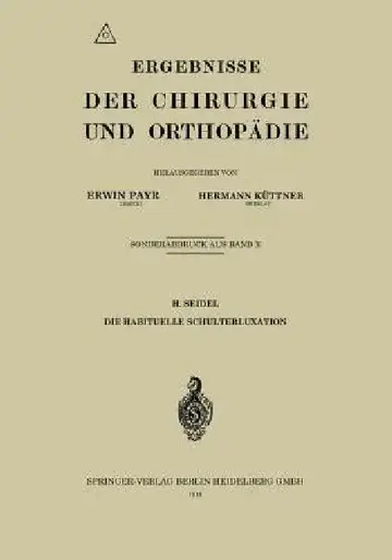 Cover of Die Habituelle Schulterluxation