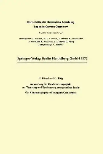Cover of Anwendung Der Gaschromatographie Zur Trennung Und Bestimmung Anorganischer Stoffe