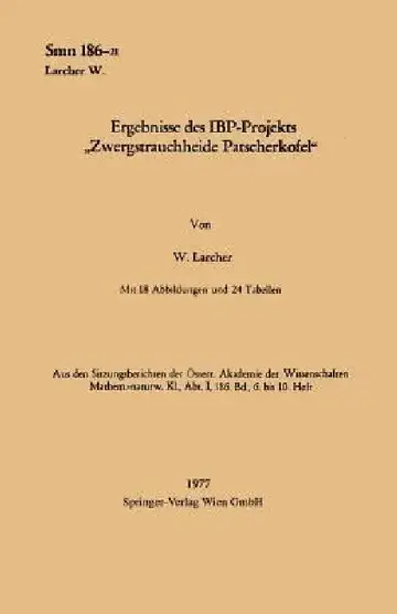 Cover of Ergebnisse Des Ibp-Projekts "Zwergstrauchheide Patscherkofel"