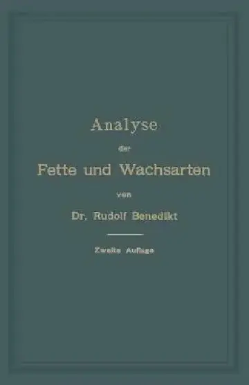 Cover of Analyse Der Fette Und Wachsarten