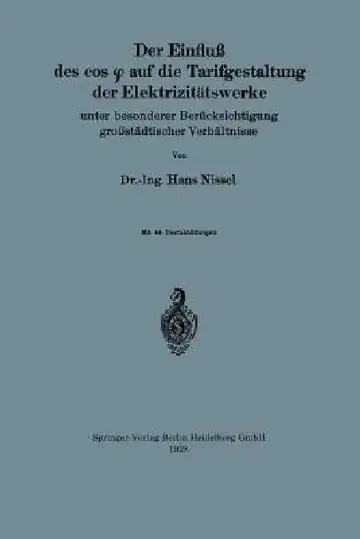 Cover of Der Einfluß Des Cos φ Auf Die Tarifgestaltung Der Elektrizitätswerke