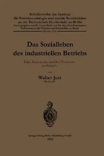 Cover of Das Sozialleben Des Industriellen Betriebs