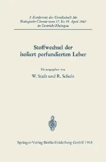 Cover of Stoffwechsel Der Isoliert Perfundierten Leber