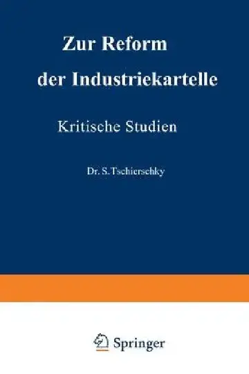 Cover of Zur Reform Der Industriekartelle