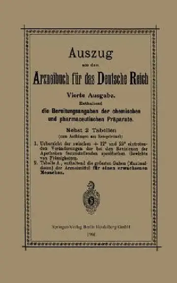 Cover of Auszug Aus Dem Arzneibuch Für Das Deutsche Reich