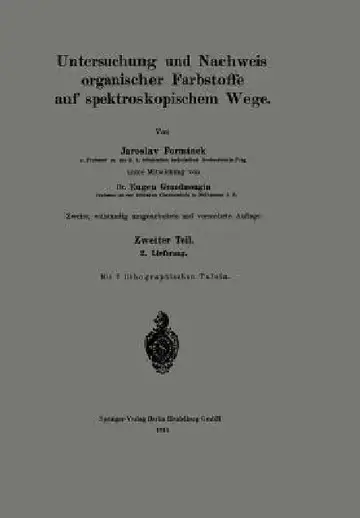 Cover of Untersuchung Und Nachweis Organischer Farbstoffe Auf Spektroskopischem Wege
