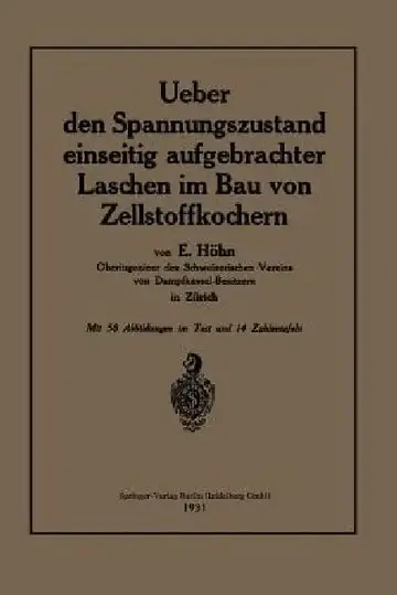Cover of Ueber Den Spannungszustand Einseitig Aufgebrachter Laschen Im Bau Von Zellstoffkochern