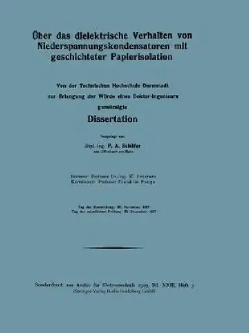 Cover of Über Das Dielektrische Verhalten Von Niederspannungskondensatoren Mit Geschichteter Papierisolation