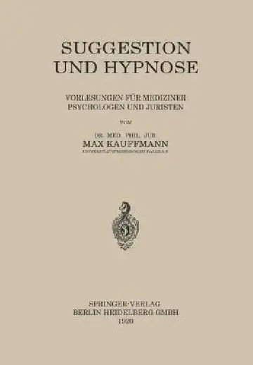 Cover of Suggestion Und Hypnose
