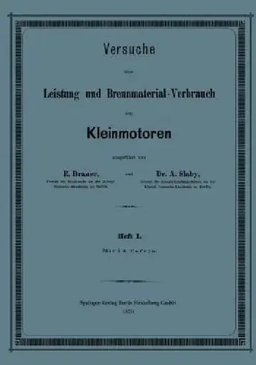 Cover of Versuche Über Leistung Und Brennmaterial-Verbrauch Von Kleinmotoren