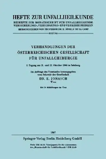 Cover of Verhandlungen Der Österreichischen Gesellschaft Für Unfallchirurgie