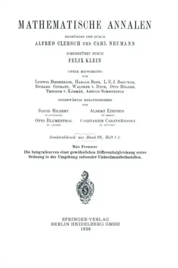 Cover of Die Integralkurven Einer Gewöhnlichen Differentialgleichung Erster Ordnung in Der Umgebung Rationaler Unbestimmtheitsstellen