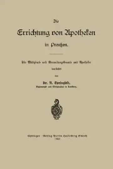Cover of Die Errichtung Von Apotheken in Preußen