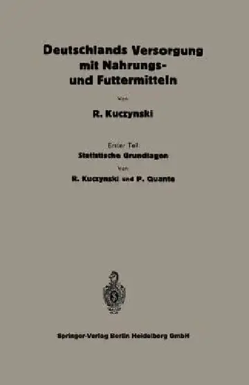 Cover of Statistische Grundlagen Zu Deutschlands Versorgung Mit Nahrungs- Und Futtermitteln