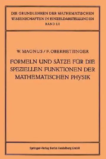 Cover of Formeln Und Sätze Für Die Speziellen Funktionen Der Mathematischen Physik