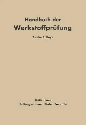 Cover of Die Prüfung Nichtmetallischer Baustoffe