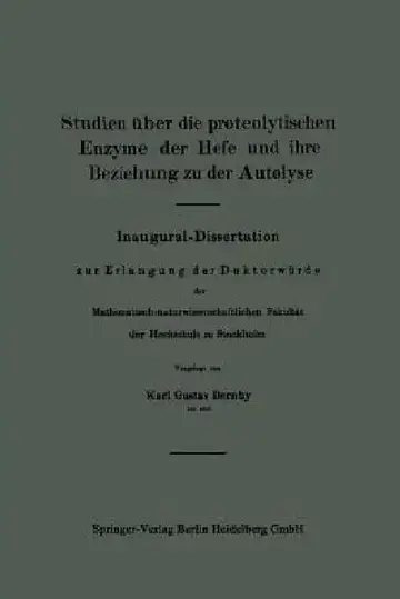Cover of Studien Über Die Proteolytischen Enzyme Der Hefe Und Ihre Beziehung Zu Der Autolyse