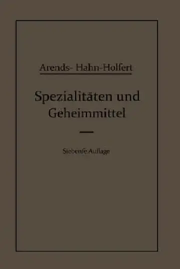 Cover of Spezialitäten Und Geheimmittel