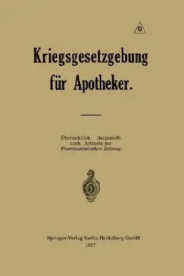 Cover of Kriegsgesetzgebung Für Apotheker