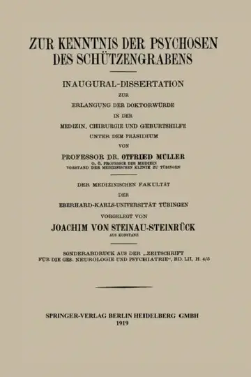Cover of Zur Kenntnis Der Psychosen Des Schützengrabens