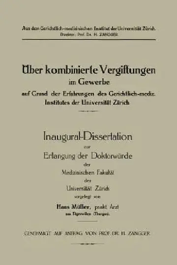 Cover of Üeber Kombinierte Vergiftungen Im Gewerbe Auf Grund Der Erfahrungen Des Gerichtlich-Mediz. Institutes Der Universität Zürich